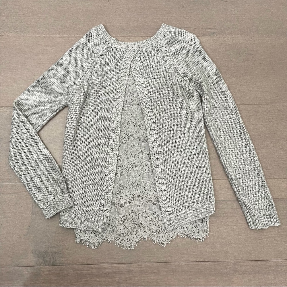 FRESHMAN Grey Lace Layer Sweater